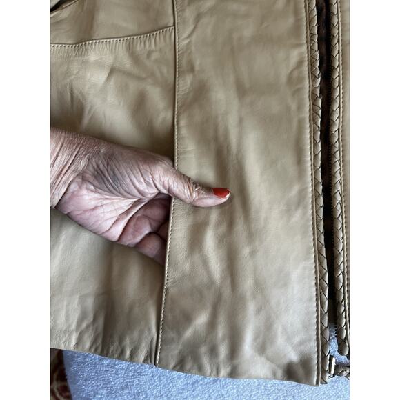 Wilson soft Leather classic minimalist Fitted Braided Zip Front Jacket Size-L - Picture 5 of 11